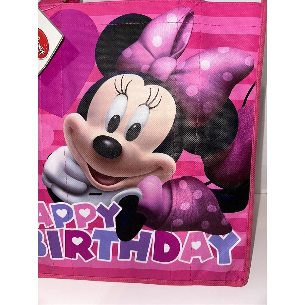 Disney Store Minnie Mouse Happy Birthday Reusable Tote Bag Pink Small Gift Bag